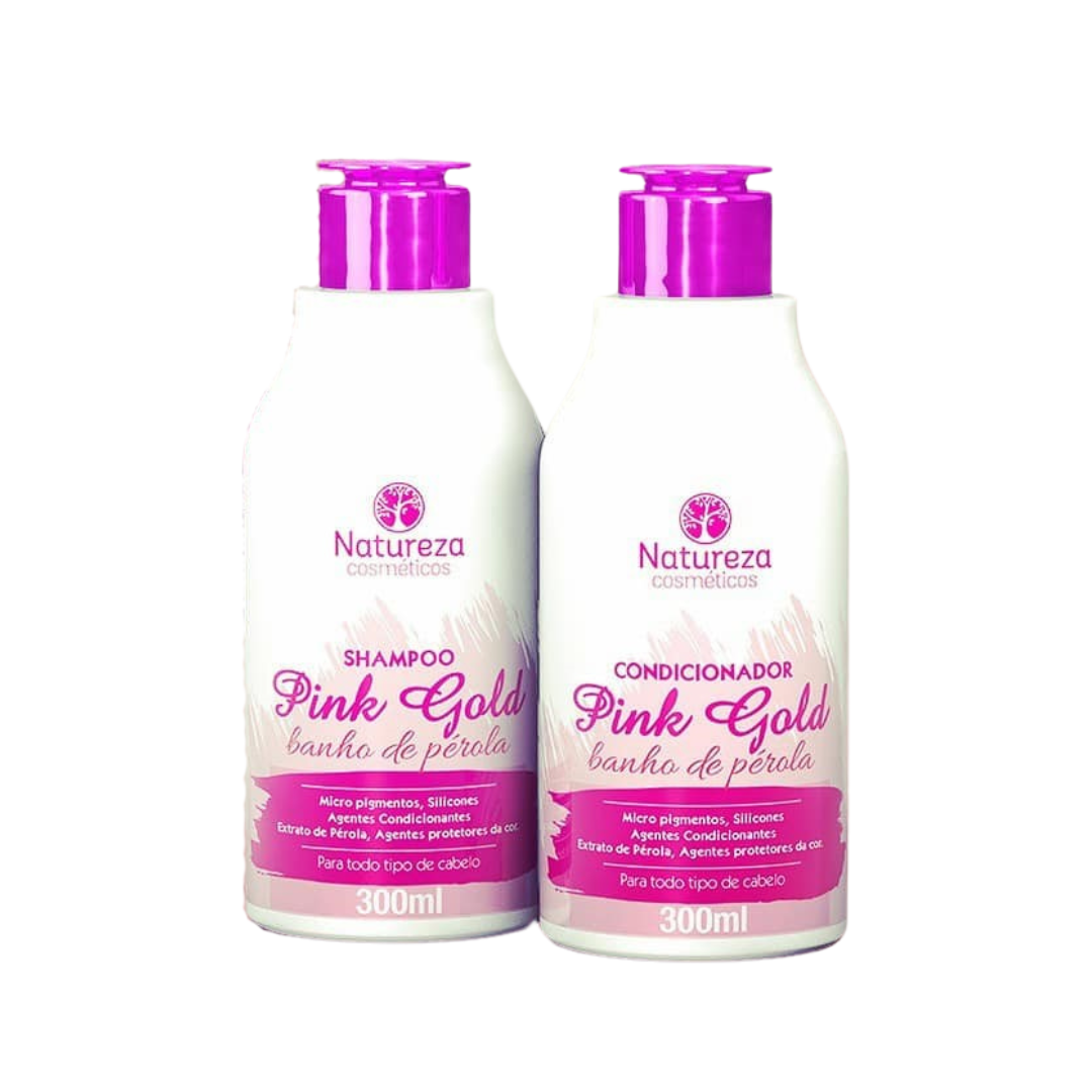 SET PINK GOLD Banho de PÉROLA pentru uz casnic, 2*300 ml, Natureza Cosmeticos